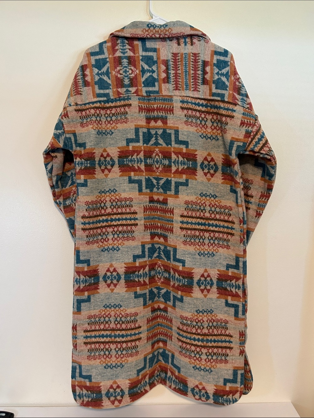 New In Aztec-Print Long Shacket Jacket in Multi-Color - Picture 2 of 3